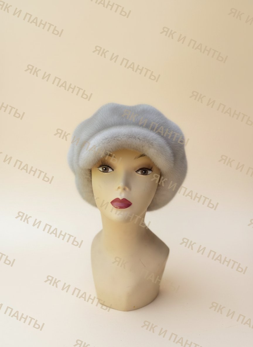 Кепка норковая беж