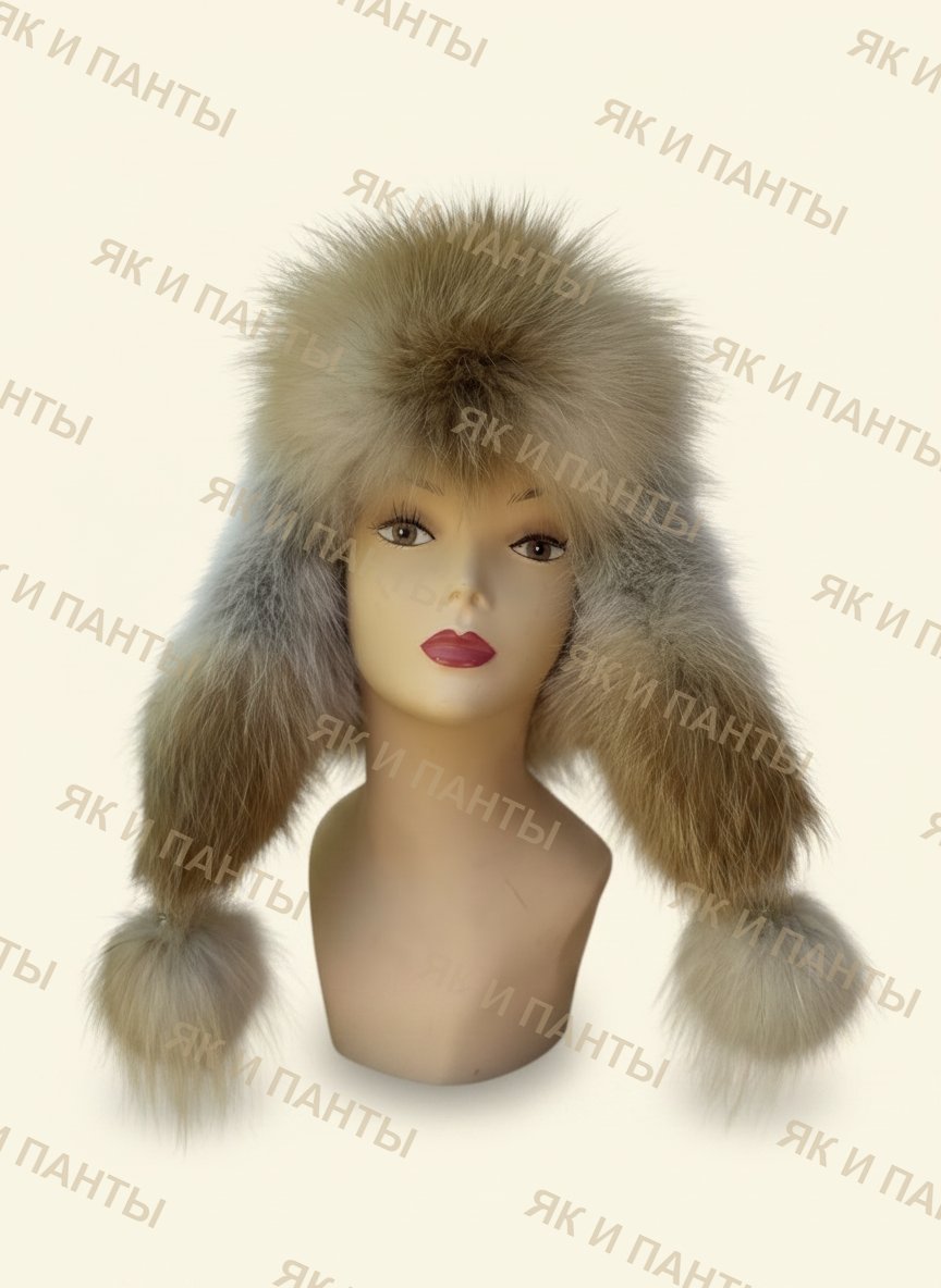 Ушанка из рыжей лисы классик
