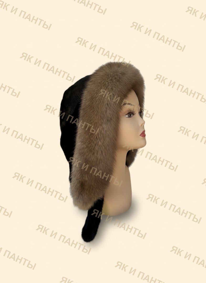 Капор из соболя с норкой двусторонний