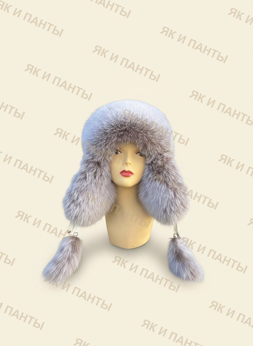 Ушанка из песца с вышивкой «Музыка ветра»